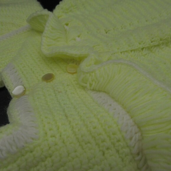 Hand Knit Baby Doll Dress With Pom-Poms & Ruffled Trim - Picture 8 of 15